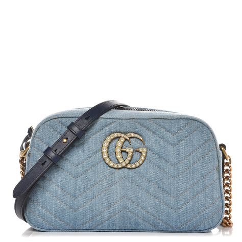 gucci denien pearl handbag